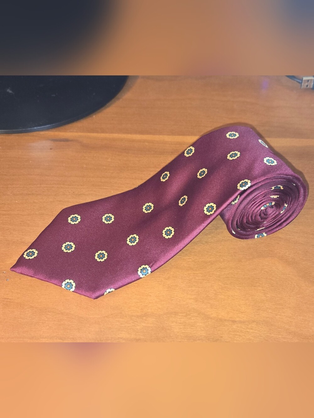 Chaps Ralph Lauren Silk Foulard Tie Made In USA
